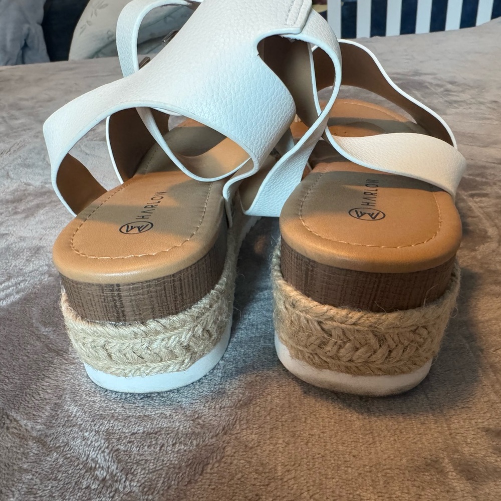 White Espadrille Platform Sandals - Picture 2 of 7